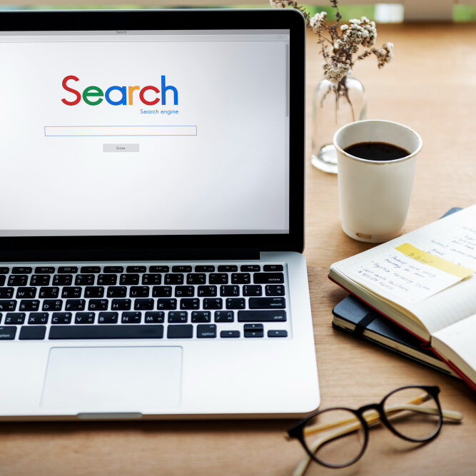website design and development showing Google on a computer
