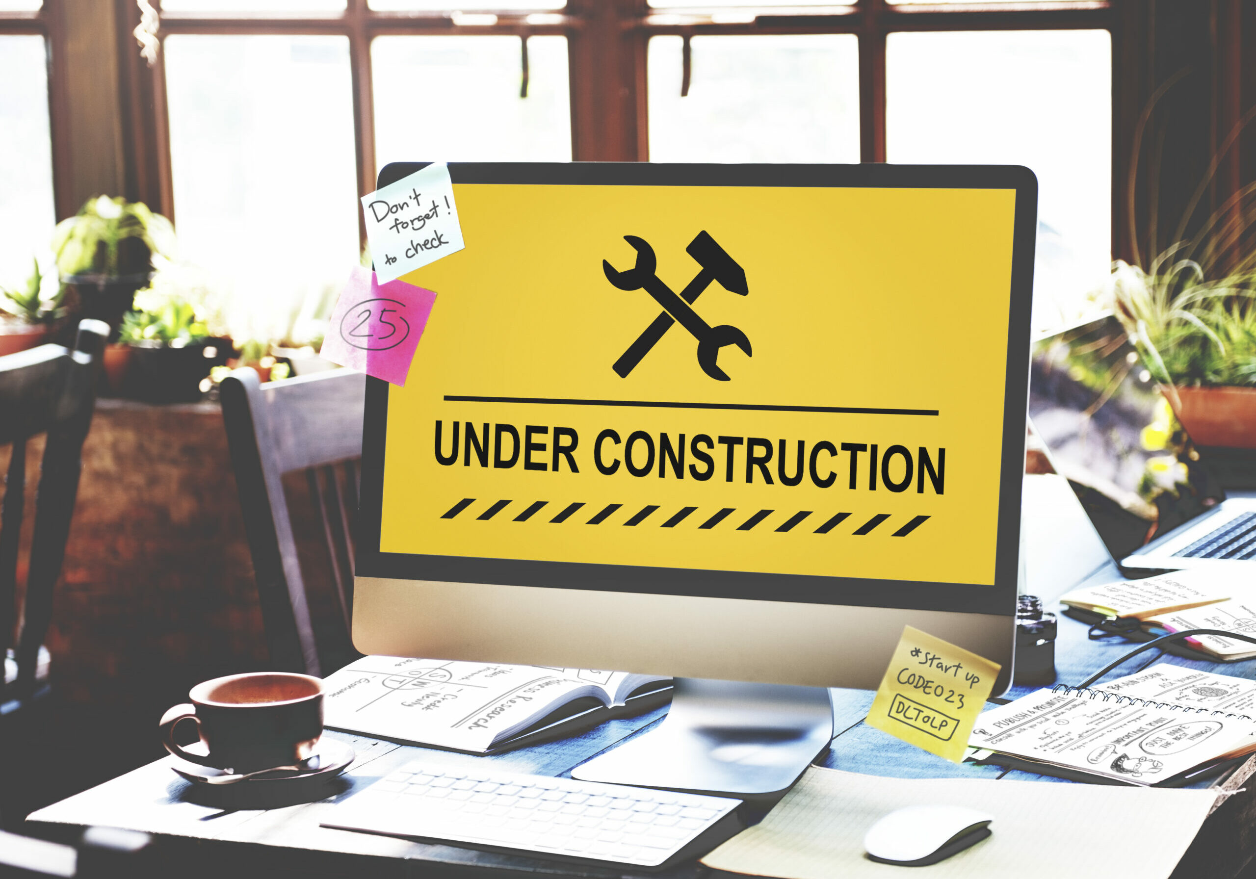 Under Construction Warning Sign Icon Concept